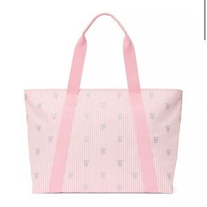NWT victoria’s Secret shine pink Striped Tote Bag